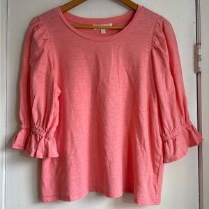 Pink Ruffle Sleeve Women's Top